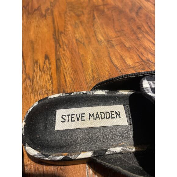 STEVE MADDEN Hydes Gingham Crystal Embellished Mules Slide Shoes Size 6.5 - Picture 3 of 5